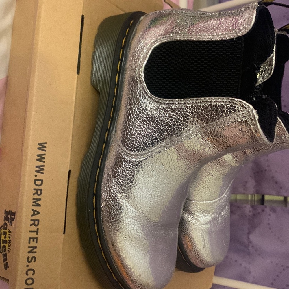 Dr. Marten boot GradeSchool size 3 (UK 2). Crinkle metallic.